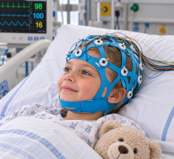 Gorro de EEG desechable CNSAC 23 Ag/AgCl – Sistema 10–20 para niños