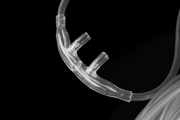 Geteilte Nasenbrille für O₂-Zufuhr & CO₂-Messung, (männliche) Luer-Lock-Anschlusse, & Schlauchstutzen (hose connector)