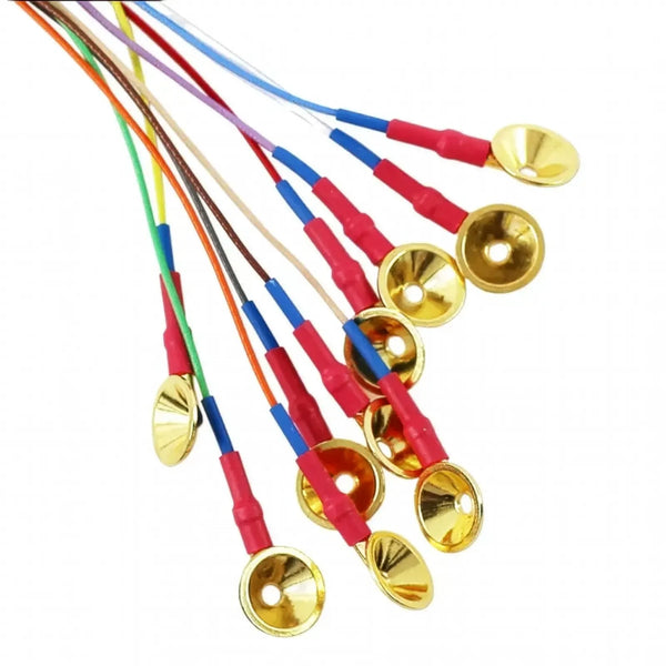 Grass Gold Cup EEG Electrodes, DIN 1.5 mm, in Various Cable Colors