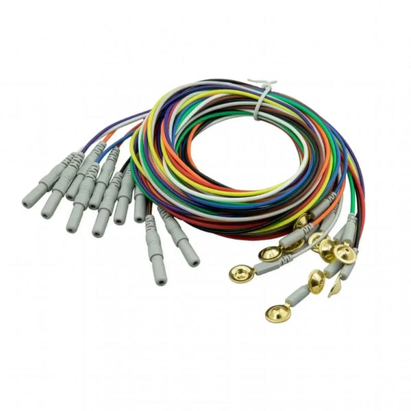 CNSAC Gold Cup EEG Electrodes with Colored Cables and Connectors