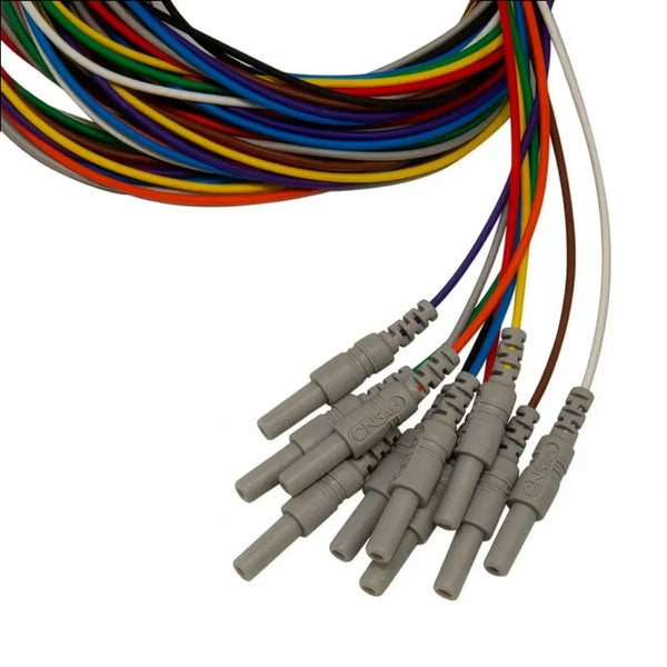 CNSAC Gold Cup EEG Electrodes with Colored Cables and Touch-Protected Connectors