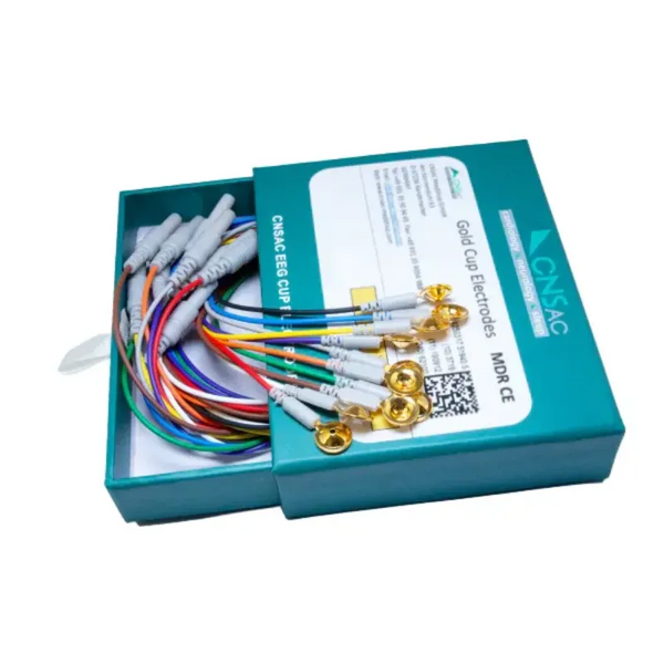 Electrodos CNSAC Gold Cup, cable de 100 cm, 10 unidades